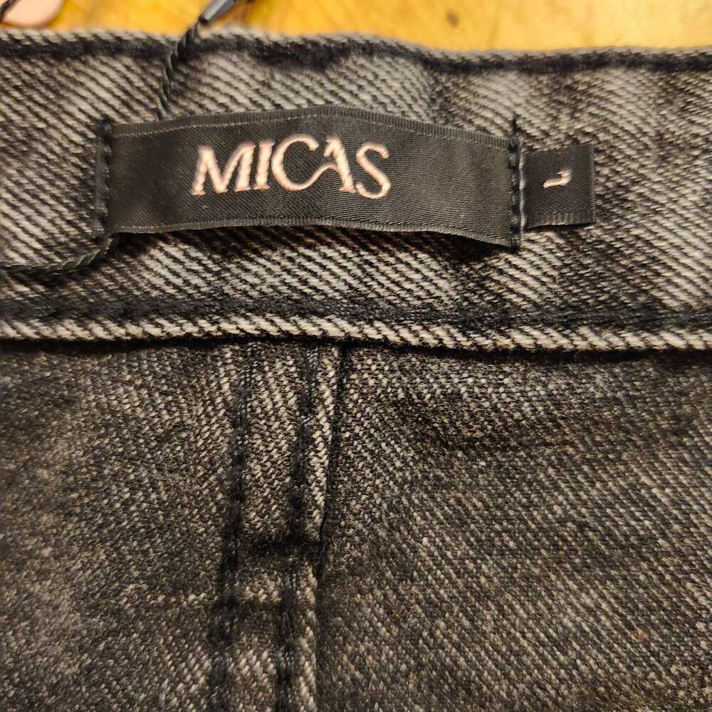 Micas Women's Size Large Asymmetric Waist Straight Leg Jeans Dark Grey New - Picture 7 of 10